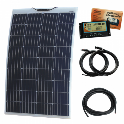120W 12V Reinforced semi-flexible dual battery solar charging kit