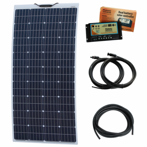 160W 12V Reinforced semi-flexible dual battery solar charging kit