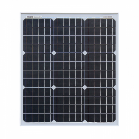 50W 12V solar charging kit with 10A controller, mounting brackets and cables