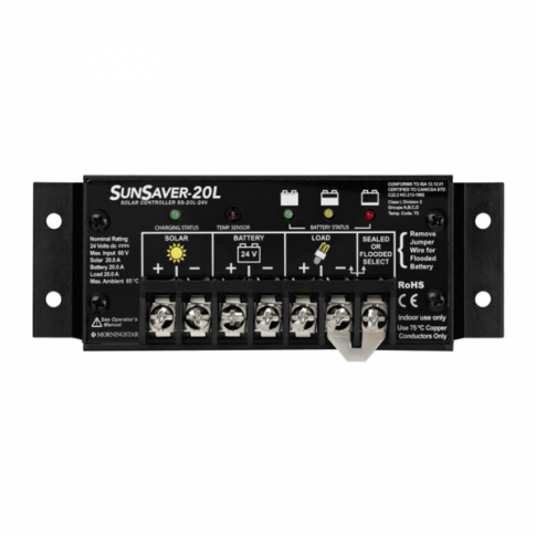 Morningstar SunSaver 20A 24V solar charge controller for motorhomes, boats, marine, oil and gas, telecom and instrumentation