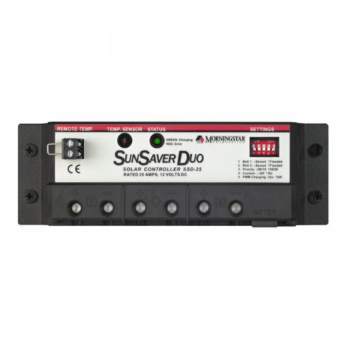 Morningstar SunSaver Duo 25A 12V dual battery solar controller for caravans, motorhomes, boats and yachts