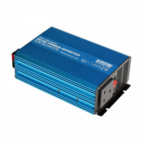 600W 24V pure sine wave power inverter 230V AC output (UK socket), with powerful USB charging port