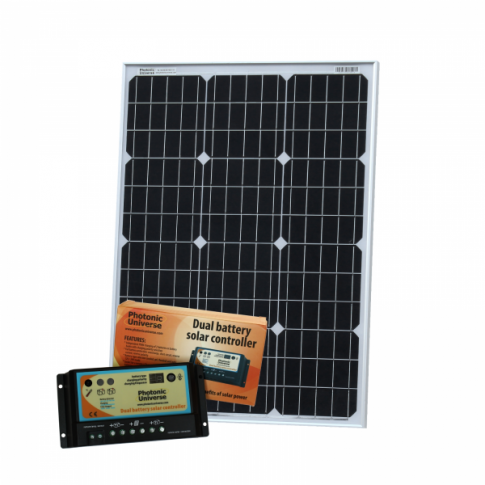 60W 12V dual battery solar kit for camper / boat with controller and cable