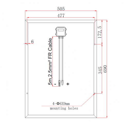 60W 12V solar panel with 5m cable