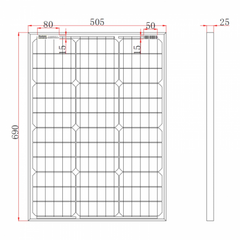 60W 12V solar panel with 5m cable