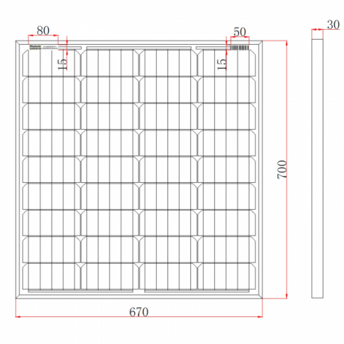 80W 12V solar panel with 5m cable