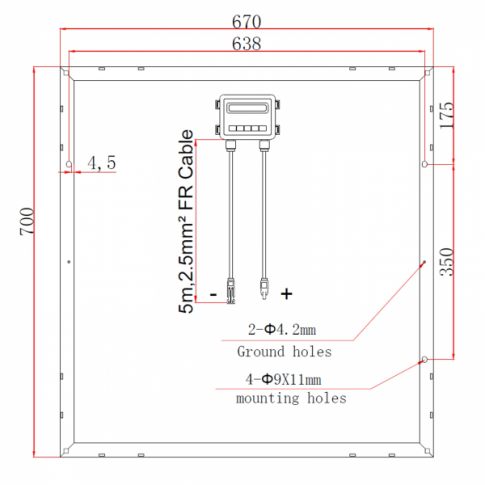 80W 12V solar panel with 5m cable