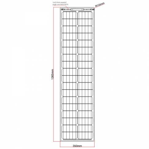 80W Reinforced narrow semi-flexible solar panel with a durable ETFE coating