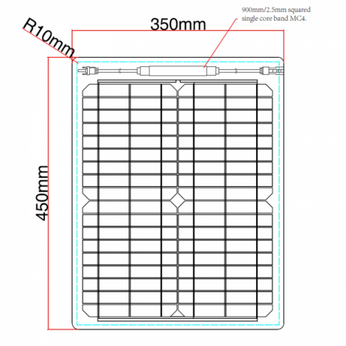 20W Reinforced semi-flexible solar panel with a durable ETFE coating