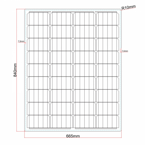 100W Black Reinforced semi-flexible solar panel with round rear junction box and 3m cable, with durable ETFE coating