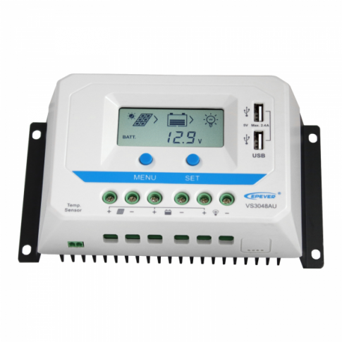 30A 12/24/36/48V solar charge controller / regulator with LCD display and powerful dual USB output (2.4A)