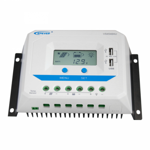 45A 12/24/36/48V solar charge controller / regulator with LCD display and powerful dual USB output (2.4A)