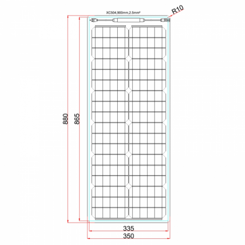 50W Reinforced narrow semi-flexible solar panel with a durable ETFE coating