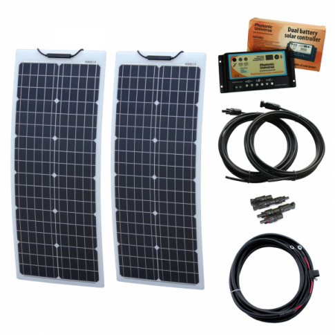 100W (50W+50W) 12V Reinforced narrow semi-flexible dual battery solar charging kit