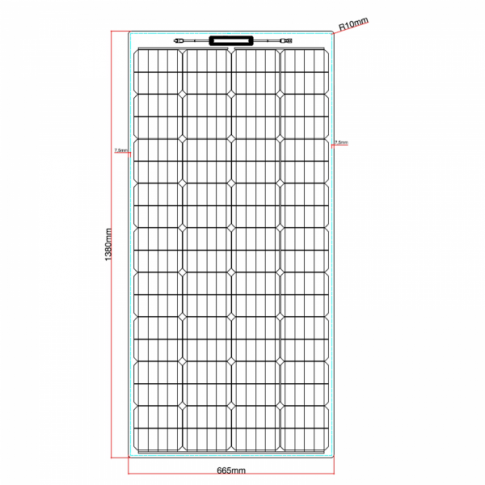 160W black reinforced semi-flexible solar panel with a durable ETFE coating