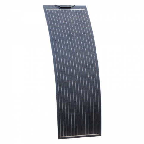 130W black reinforced narrow semi-flexible solar panel with a durable ETFE coating