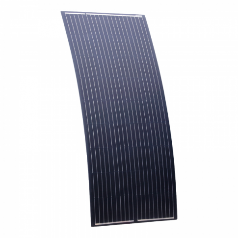 180W Black Reinforced semi-flexible solar panel with round rear junction box and 3m cable, with durable ETFE coating