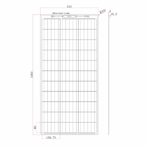 100W Reinforced narrow semi-flexible solar panel with a durable ETFE coating