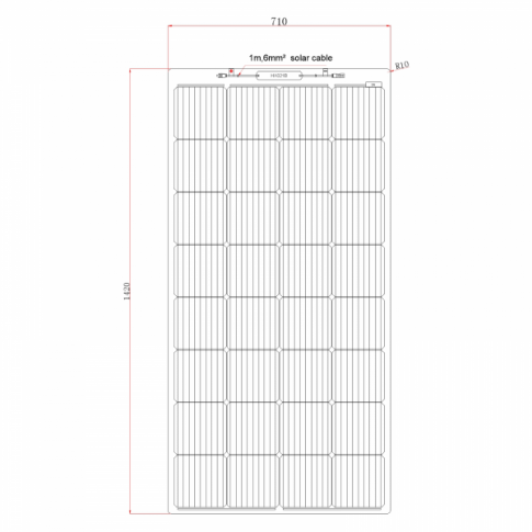 200W semi-flexible fibreglass solar panel with durable ETFE coating