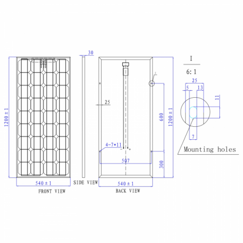 100W monocrystalline solar panel with 5m cable