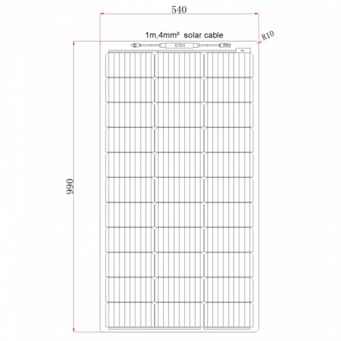 100W black semi-flexible fibreglass solar panel with durable ETFE coating