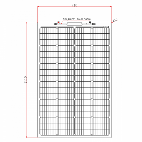 150W black semi-flexible fibreglass solar panel with durable ETFE coating