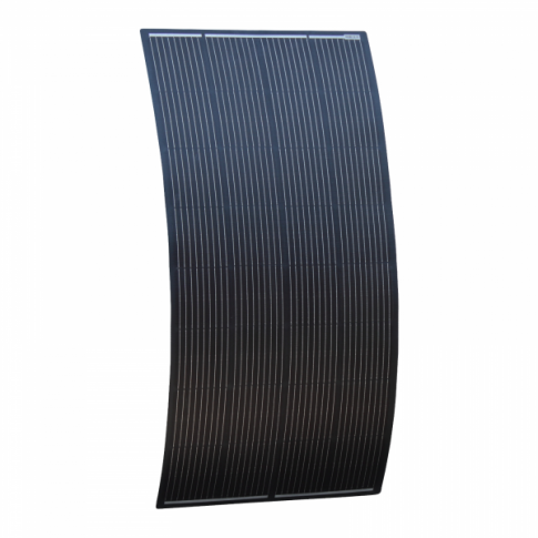 200W black semi-flexible fibreglass solar panel with round rear junction box and 3m cable, with durable ETFE coating